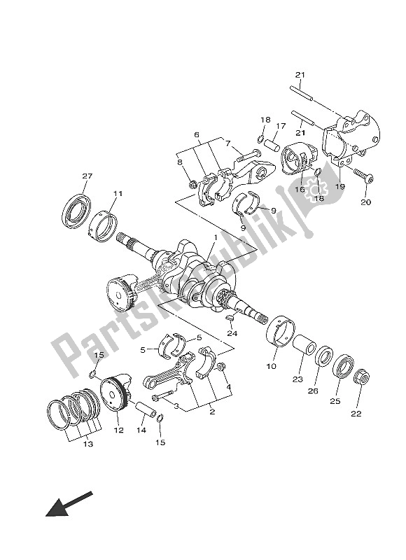 All parts for the Crankshaft & Piston of the Yamaha XP 500 2016