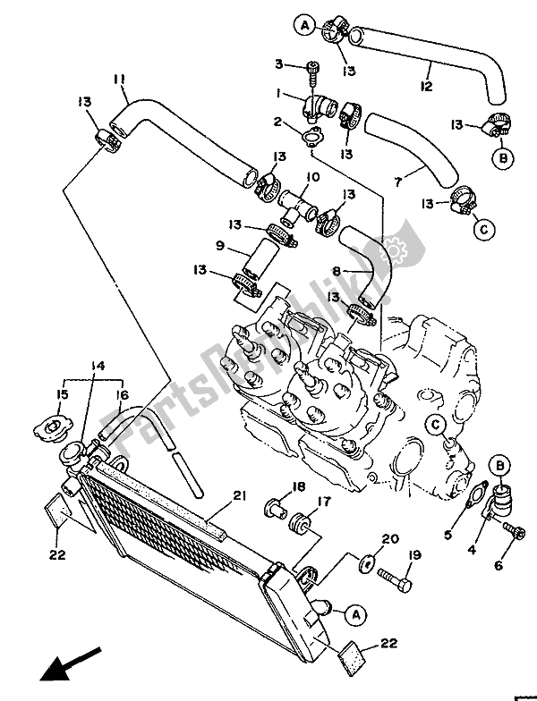 Todas las partes para Radiador Y Manguera de Yamaha TZ 250 1990