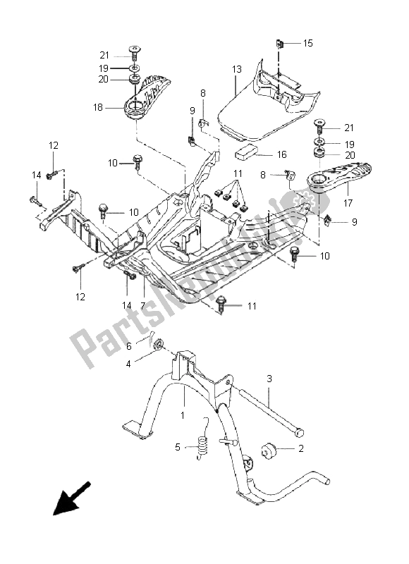 All parts for the Stand & Footrest of the Yamaha CW 50S BWS 2005