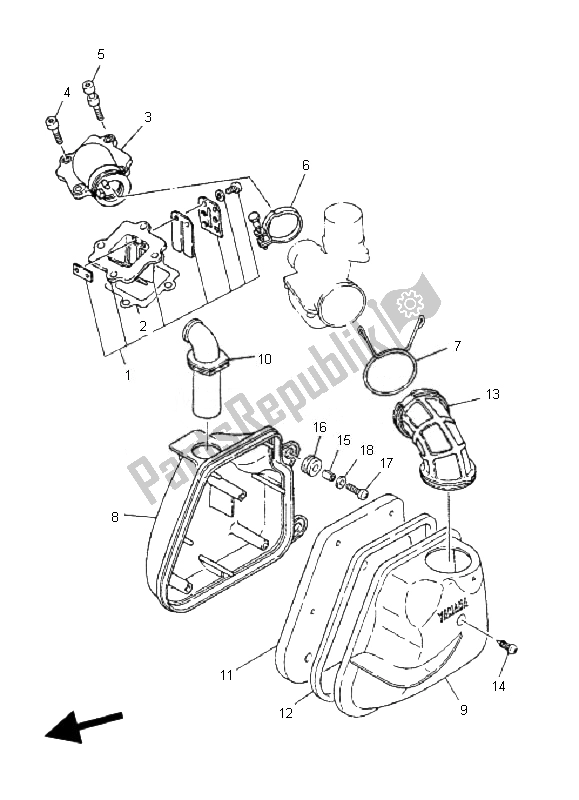 All parts for the Intake of the Yamaha CS 50R AC JOG 2010