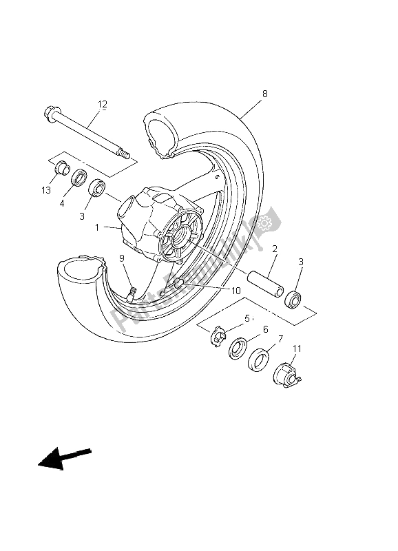 Tutte le parti per il Ruota Anteriore del Yamaha XJ 600S Diversion 2002