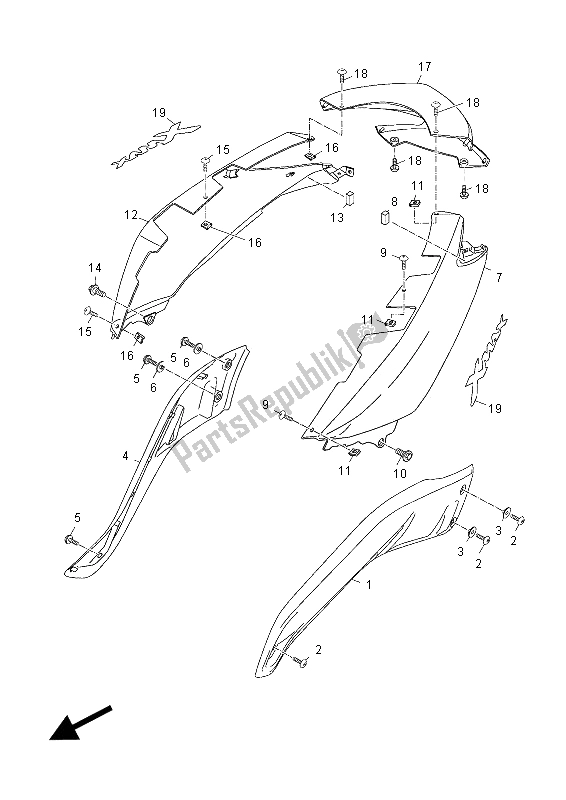 Tutte le parti per il Coperchio Laterale del Yamaha YP 250 RA X MAX 2012