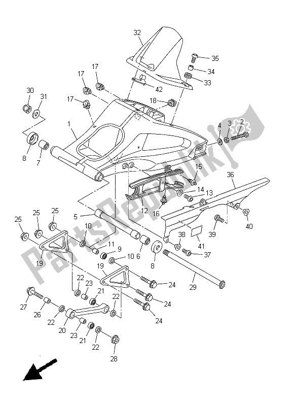 Tutte le parti per il Braccio Posteriore del Yamaha FZ8 SA 800 2014