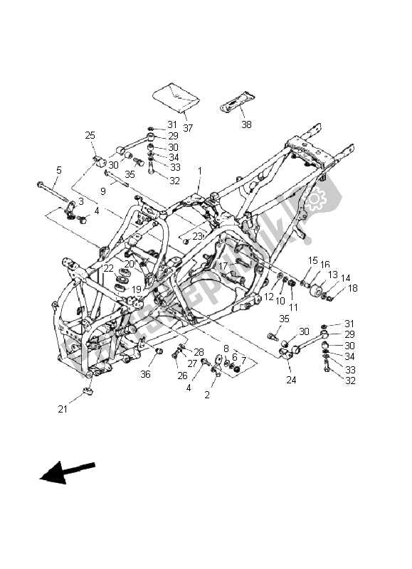 All parts for the Frame of the Yamaha YFZ 350 Banshee 2008