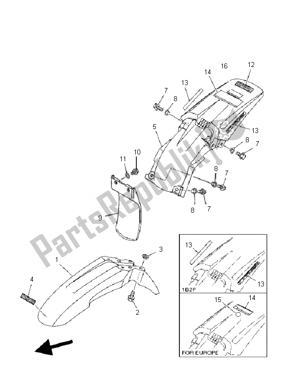 All parts for the Fender of the Yamaha TT R 125E SW LW 2007