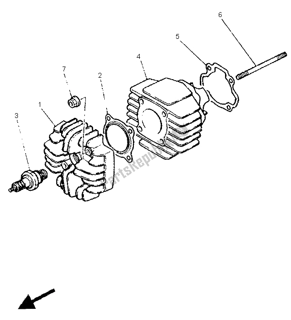 All parts for the Cylinder of the Yamaha PW 50 1995