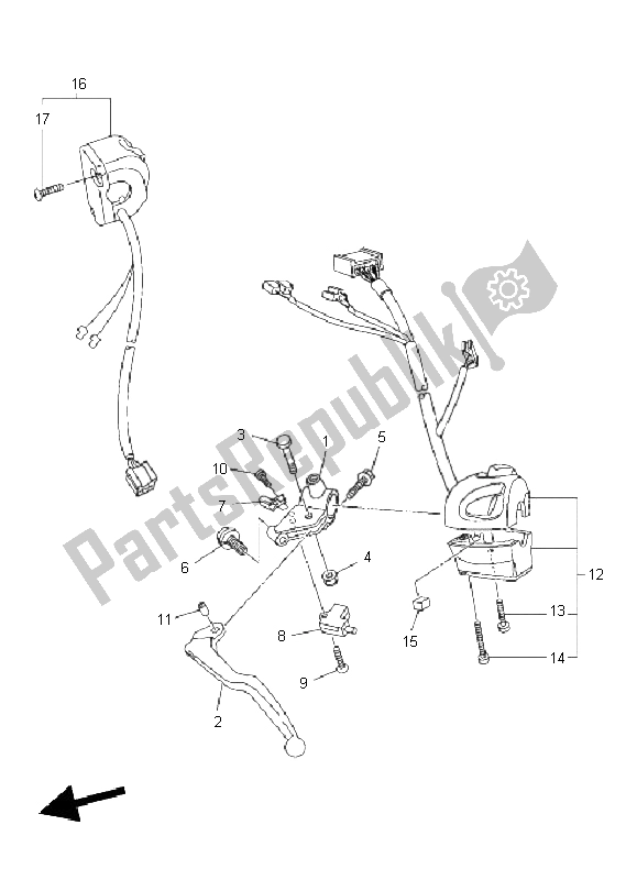 Todas las partes para Interruptor De Palanca Y Palanca de Yamaha FZ8 N 800 2011