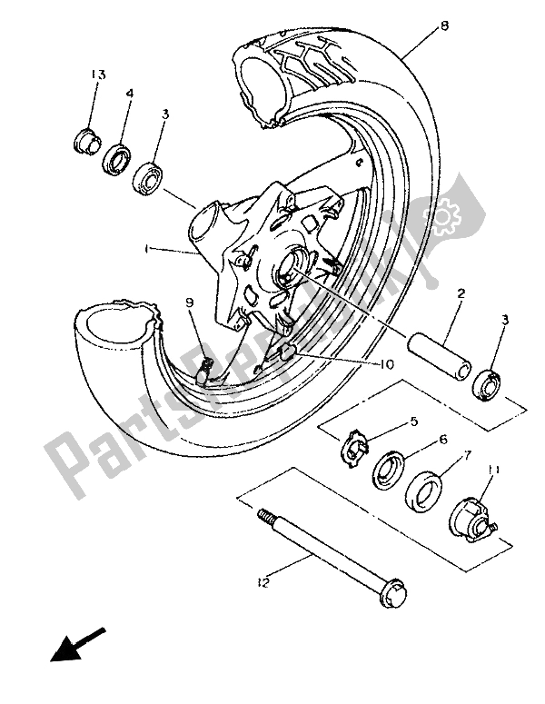 Tutte le parti per il Ruota Anteriore del Yamaha XJ 600S Diversion 1994