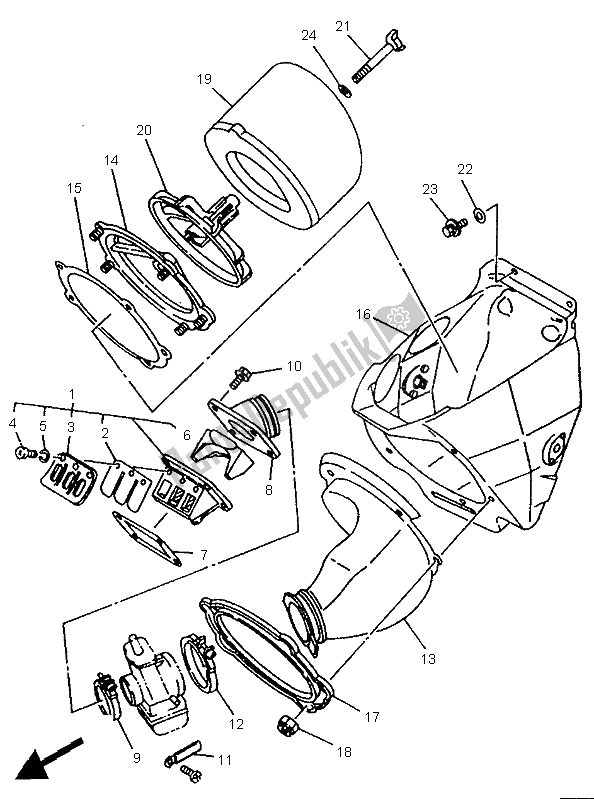 All parts for the Intake of the Yamaha YZ 250 LC 1995