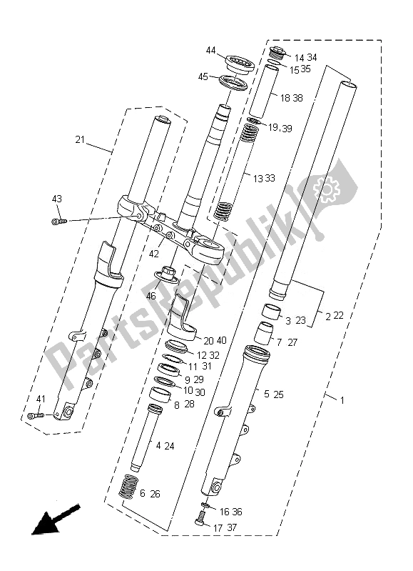 All parts for the Front Fork of the Yamaha XJ 6N 600 2014