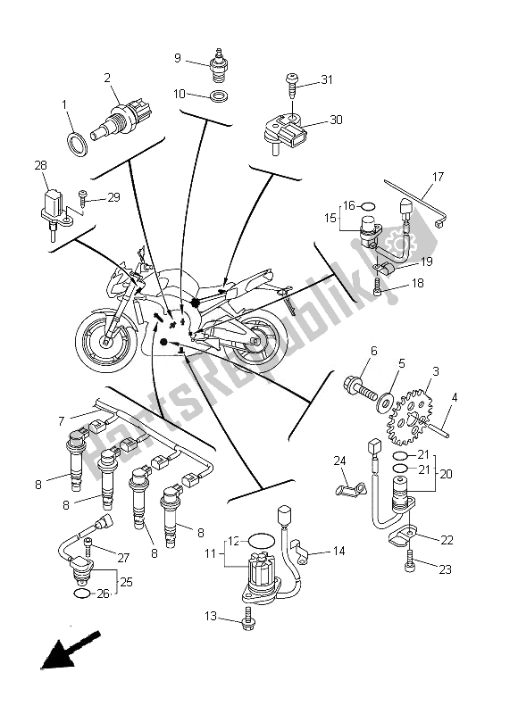 All parts for the Electrical 1 of the Yamaha FZ8 S 800 2014