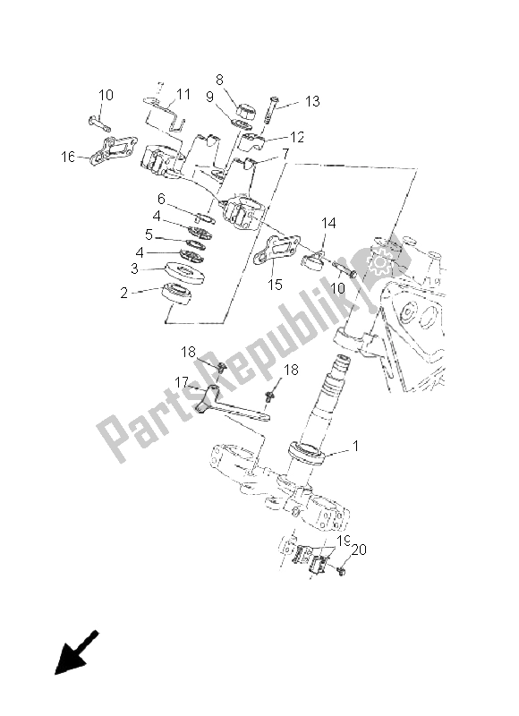 Todas as partes de Direção do Yamaha DT 125 RE 2005