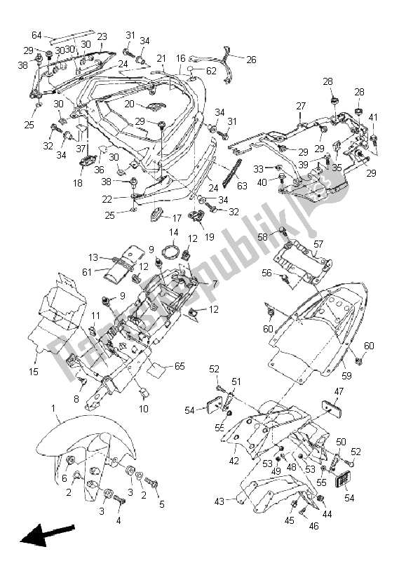 Tutte le parti per il Parafango del Yamaha FZ1 S Fazer 1000 2011