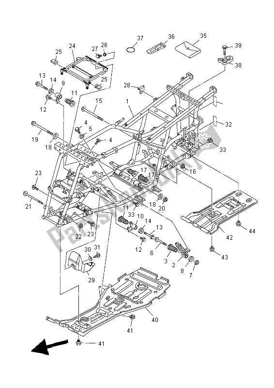 All parts for the Frame of the Yamaha YFM 450 FWA Grizzly 4X4 2014