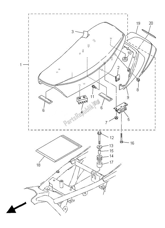 All parts for the Seat of the Yamaha SR 400 2014