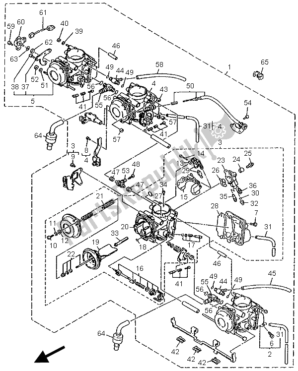 Toutes les pièces pour le Carburateur du Yamaha YZF 750R 1996