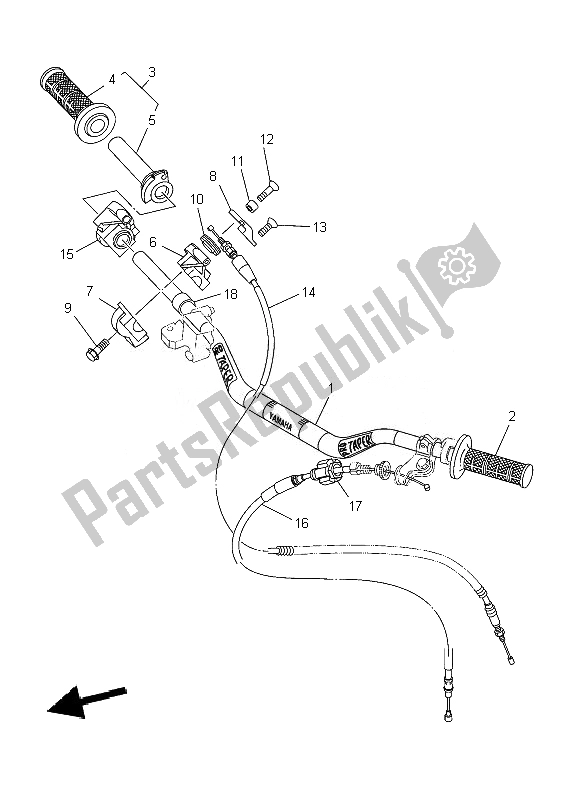All parts for the Steering Handle & Cable of the Yamaha YZ 125 2010