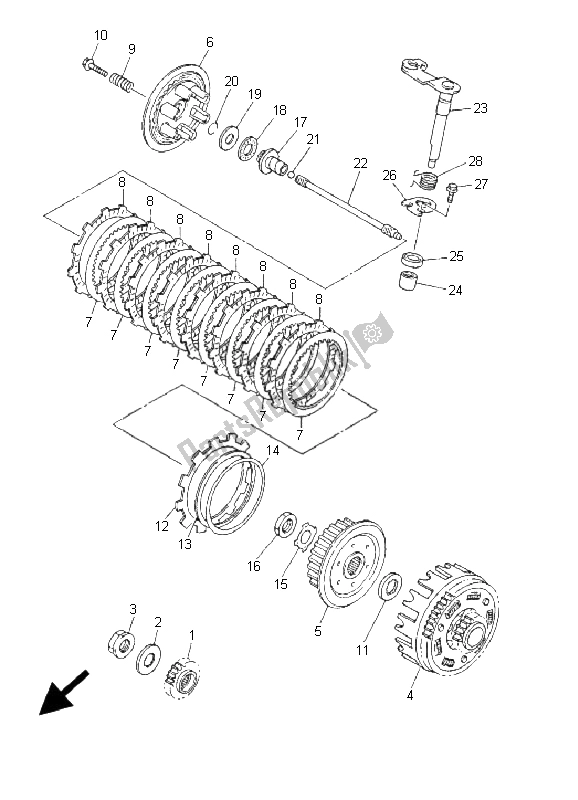 Todas las partes para Embrague de Yamaha YZ 426F 2001