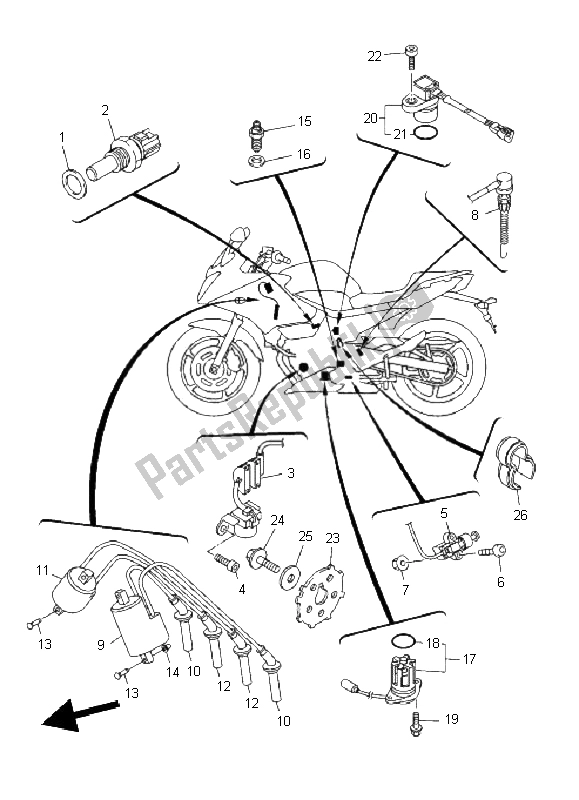 Tutte le parti per il Elettrico 1 del Yamaha XJ6S 600 2011