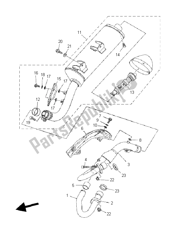 Toutes les pièces pour le échappement du Yamaha YFM 700R SE 2011