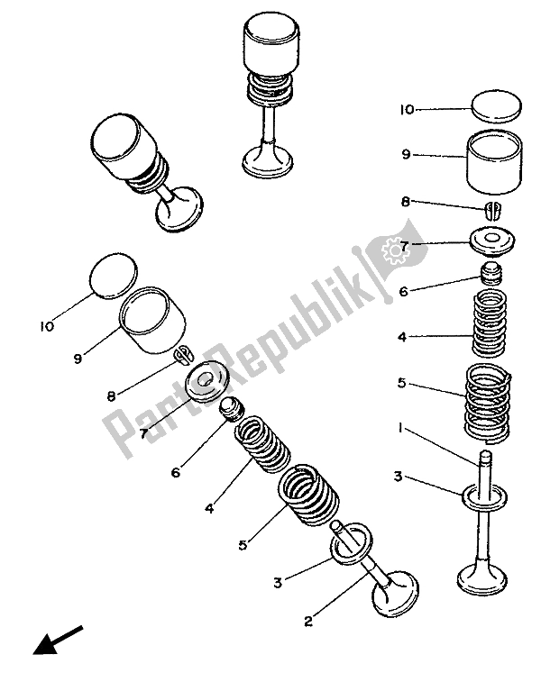 Todas las partes para Válvula de Yamaha XT 350 1987