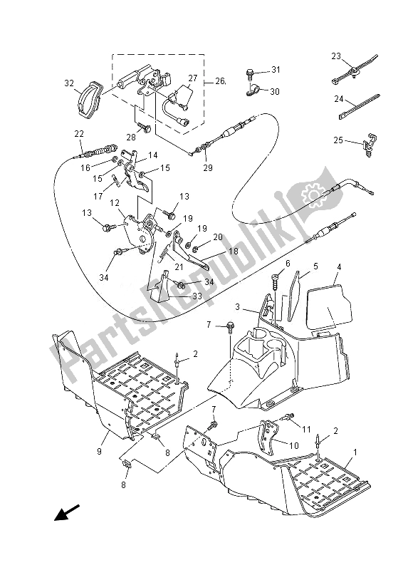 All parts for the Stand & Footrest of the Yamaha YXR 700 Fspd Rhino 2013