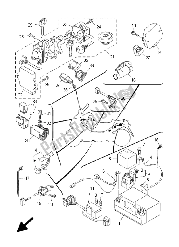 Tutte le parti per il Elettrico 1 del Yamaha XP 500 T MAX 2005