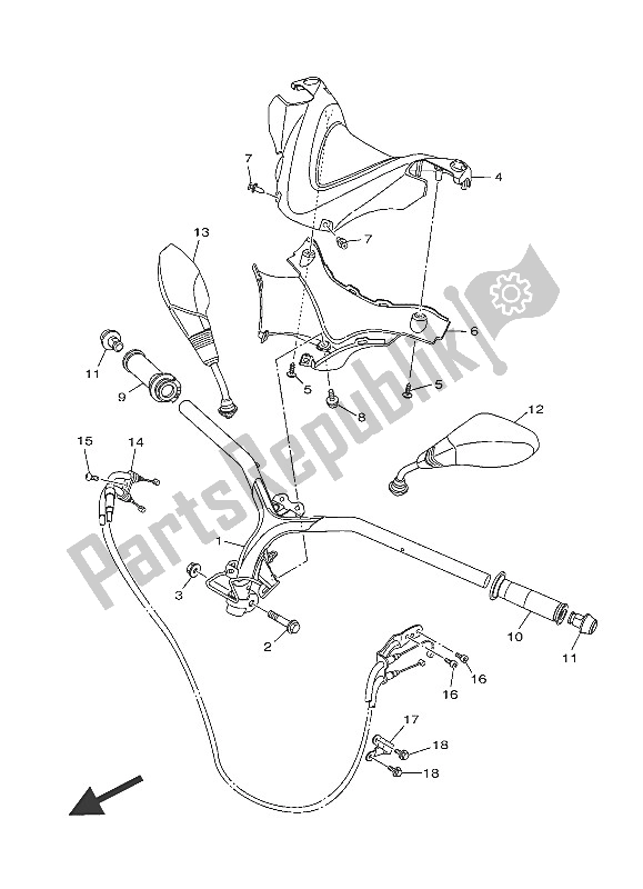 Todas las partes para Manija De Dirección Y Cable de Yamaha MW 125A 2016