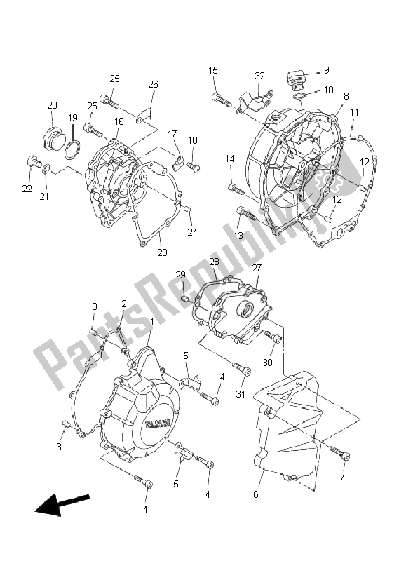 All parts for the Crankcase Cover 1 of the Yamaha FZ6 NHG 600 2009