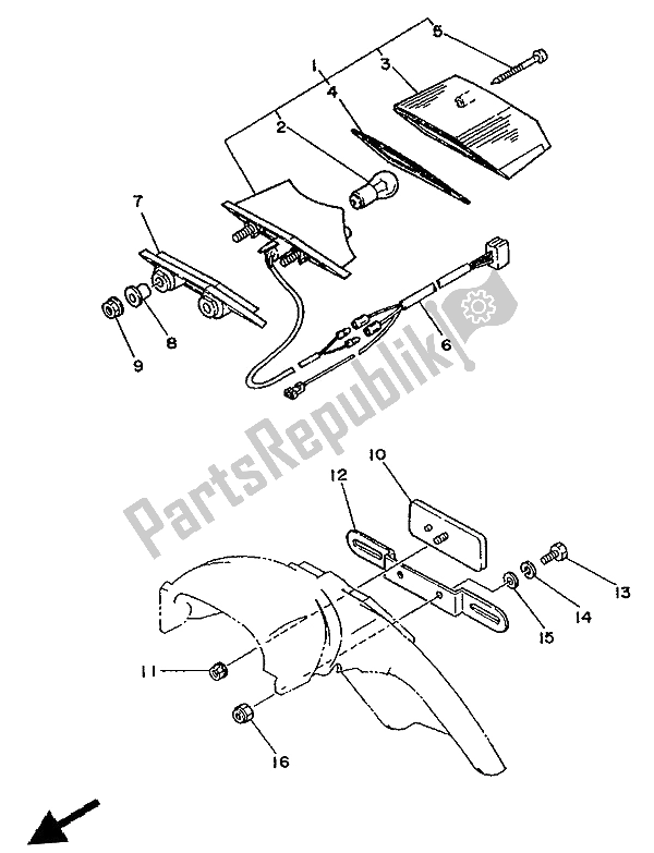 All parts for the Taillight of the Yamaha DT 125R 1994