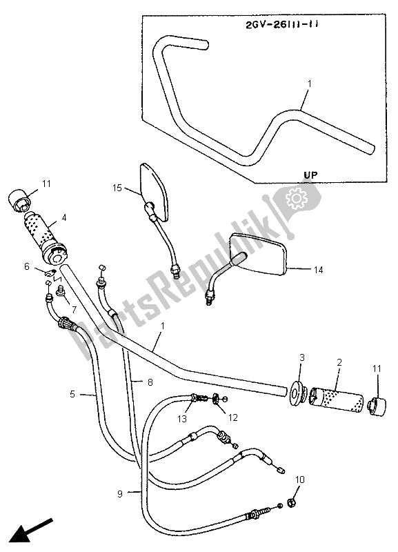 All parts for the Steering Handle & Cable of the Yamaha XV 535 S Virago 1996