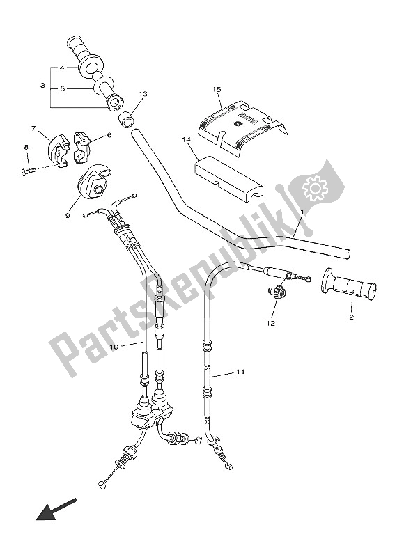 All parts for the Steering Handle & Cable of the Yamaha YZ 250F 2016