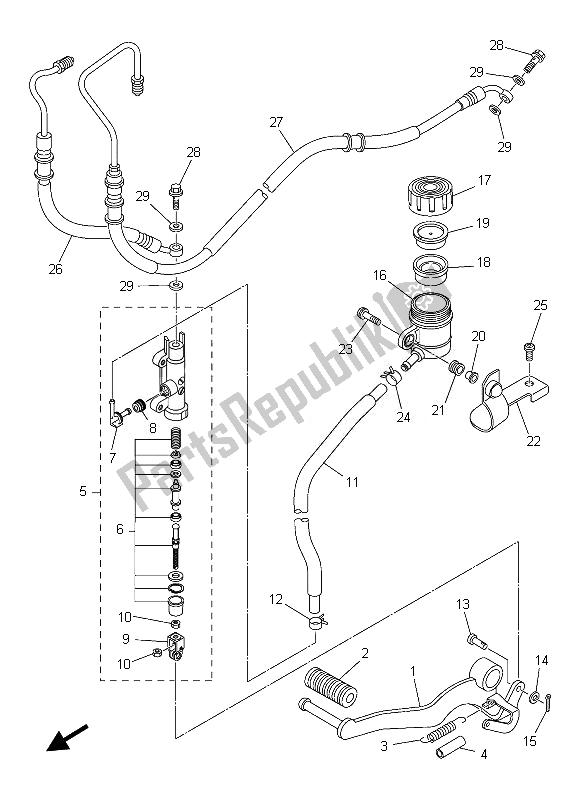 Tutte le parti per il Pompa Freno Posteriore del Yamaha FZ8 SA 800 2013