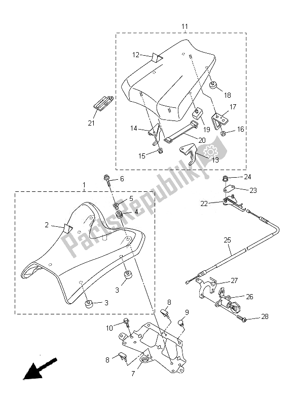 All parts for the Seat of the Yamaha FZ8 SA 800 2014