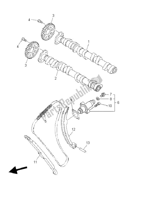 All parts for the Camshaft & Chain of the Yamaha FZ6 NHG 600 2009