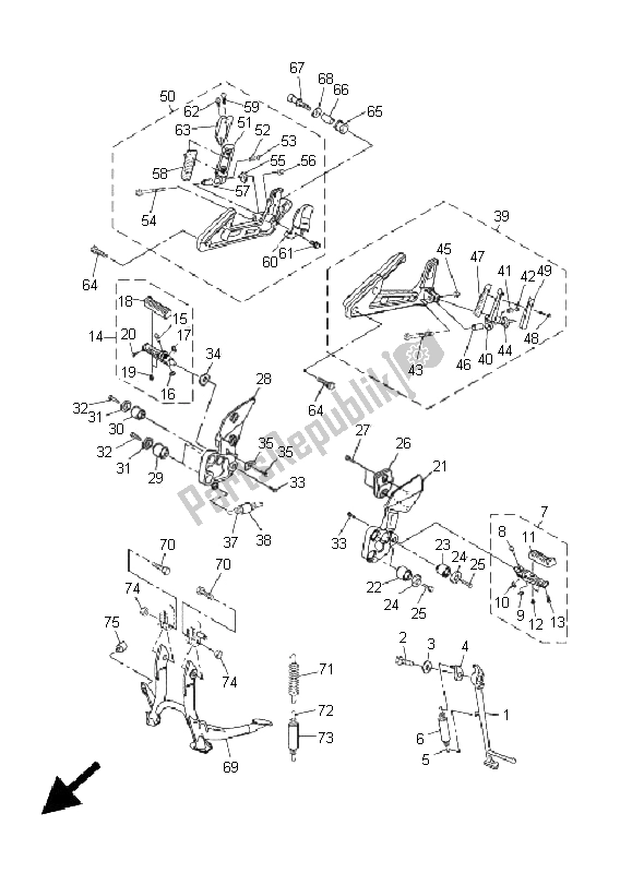 All parts for the Stand & Footrest of the Yamaha FZS 1000 S Fazer 2005