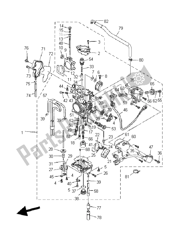 Alle onderdelen voor de Carburator van de Yamaha YFZ 450 2007