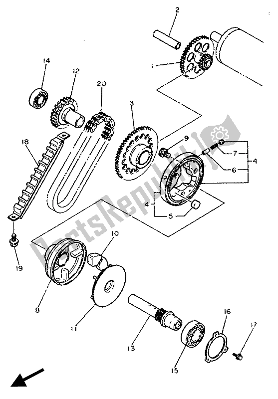 Toutes les pièces pour le Entrée du Yamaha FZR 1000 1994