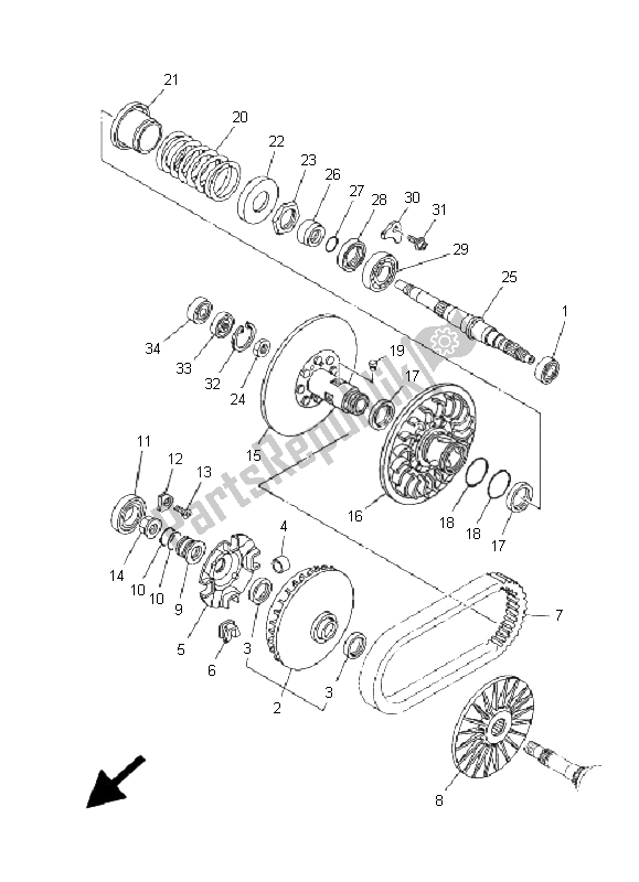 All parts for the Clutch 2 of the Yamaha XP 500A T MAX 2009