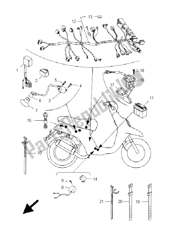 All parts for the Electrical 2 of the Yamaha CW 50 BWS 2005