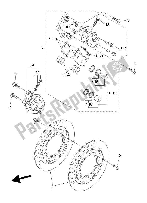 All parts for the Front Brake Caliper of the Yamaha FZ6 SA Fazer 600 2006