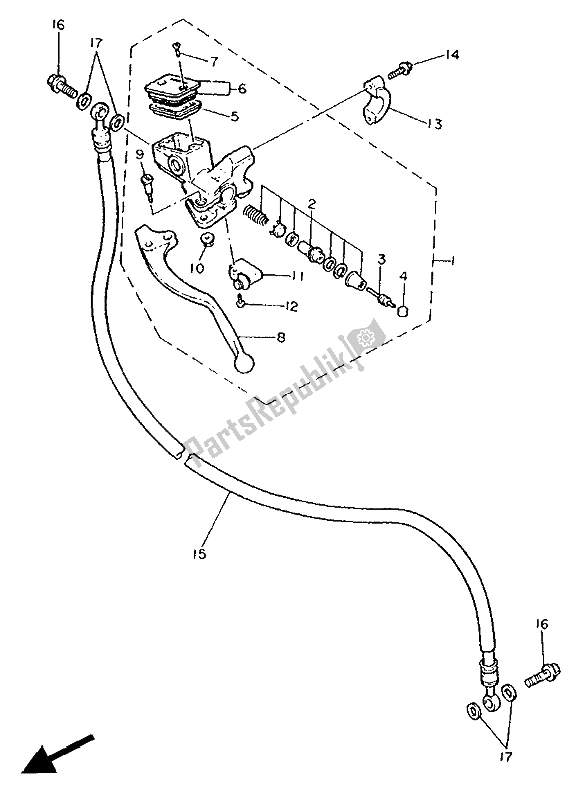 All parts for the Front Master Cylinder 2 of the Yamaha FZR 1000 1991