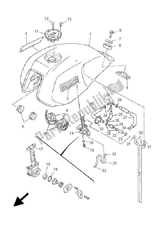 Alle onderdelen voor de Benzinetank van de Yamaha XJR 1300 2001