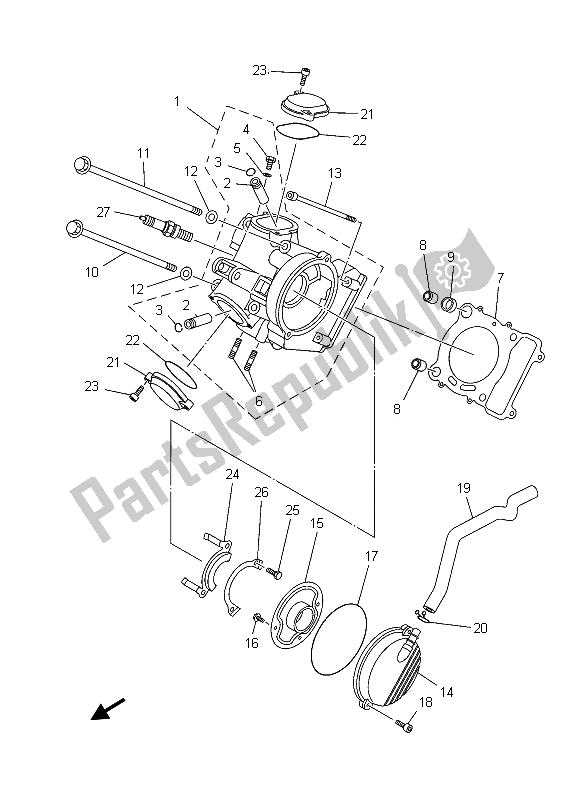 Tutte le parti per il Testata del Yamaha YFM 450 Fgpd Grizzly 4X4 2013