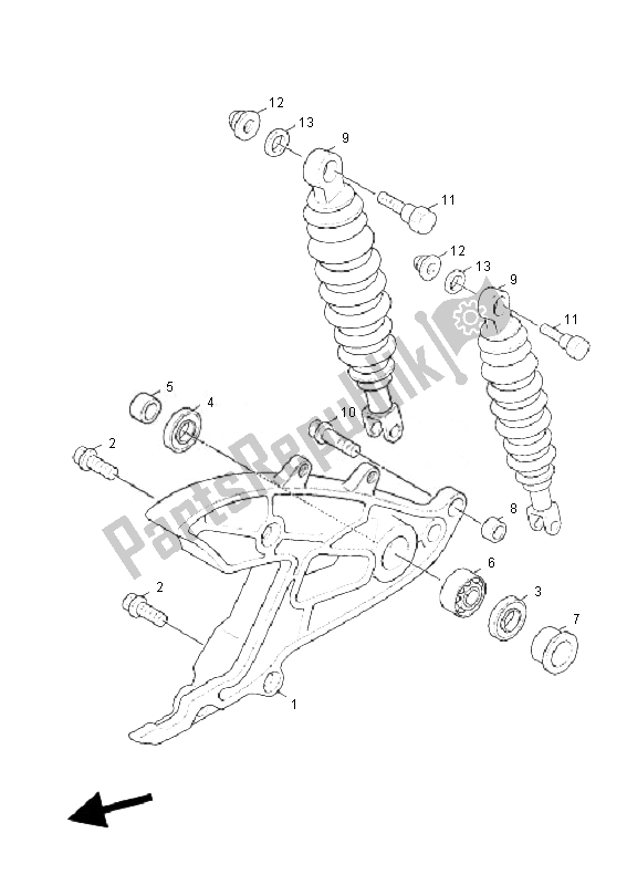 Wszystkie części do Tylne Rami? I Zawieszenie Yamaha NXC 125 EA Cygnus X 2010