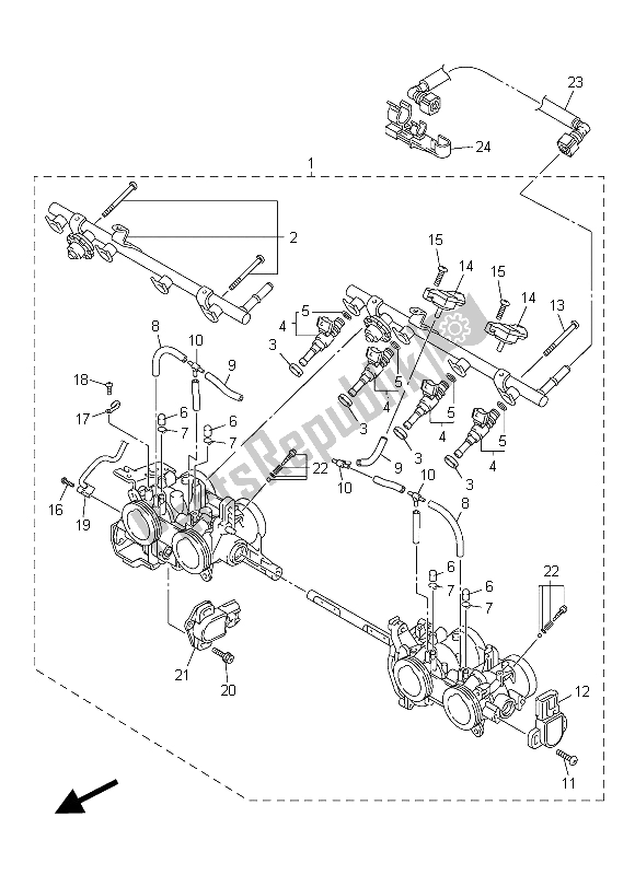 All parts for the Intake 2 of the Yamaha FJR 1300 AS 2015