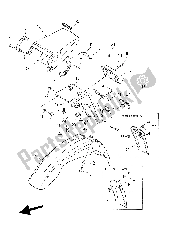 All parts for the Fender of the Yamaha XT 600E 2002