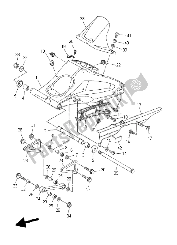 All parts for the Rear Arm of the Yamaha FZ1 SA Fazer 1000 2010