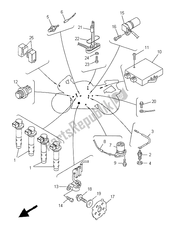 Toutes les pièces pour le électrique 1 du Yamaha YZF R6 600 1999