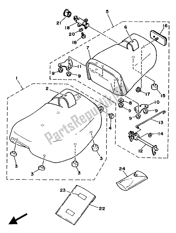 All parts for the Seat of the Yamaha XV 535 Virago 1989